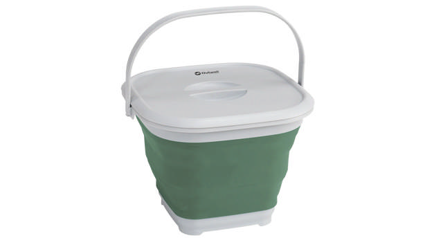 Eckiger Eimer Collaps mit Deckel Shadow Green
