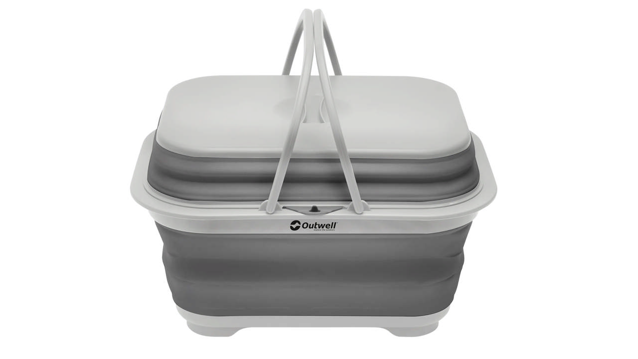 Collaps tvättbalja med handtag och lock Grey Mist