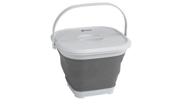 Eckiger Eimer Collaps mit Deckel Grey Mist
