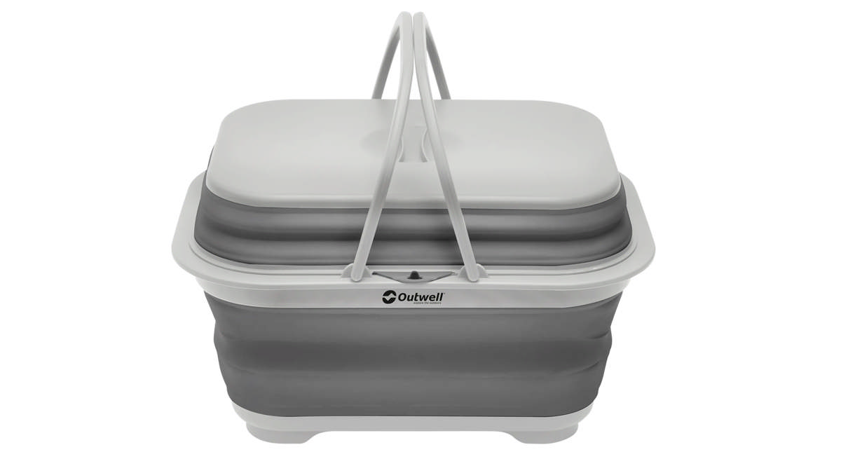 Collaps tvättbalja med handtag och lock Grey Mist